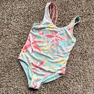 Roxy girl 5 5T Kids Floral Swimsuit - Pink and Yellow bikini